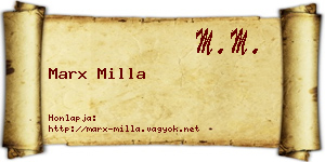 Marx Milla névjegykártya